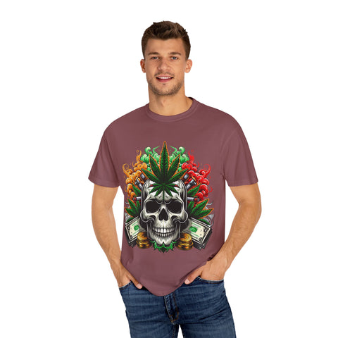 Skull & Cannabis Unisex T-Shirt - Bold Graphic Tee for Cannabis Enthusiasts