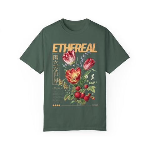 Ethereal Floral Unisex Garment-Dyed T-Shirt