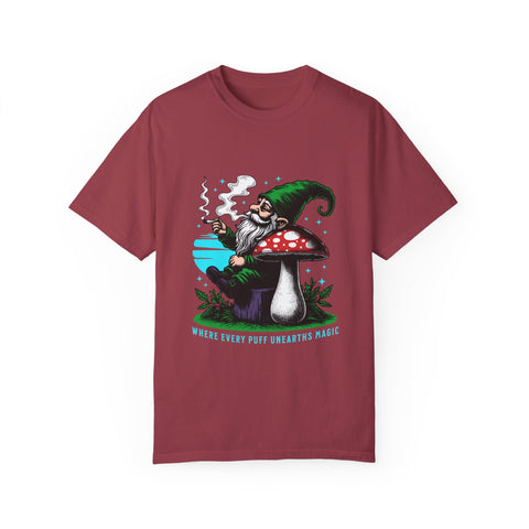 Magic Gnome T-shirt - Where Every Puff Unearths Magic | Unisex Garment-Dyed Tee for Nature Lovers