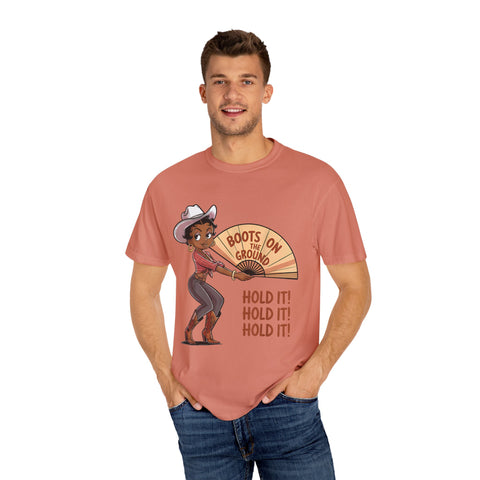 Boots on the Ground Unisex T-Shirt - Rustic Cowboy Vibe, Perfect for Festivals and Casual Outings