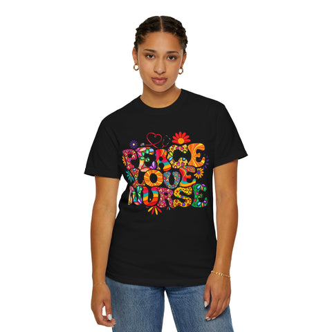 Peace Love Music Unisex Garment-Dyed T-shirt