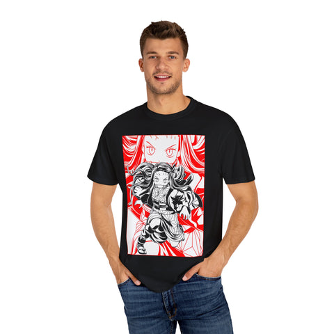 Anime-Inspired Unisex Garment-Dyed T-Shirt - Bold Character Design