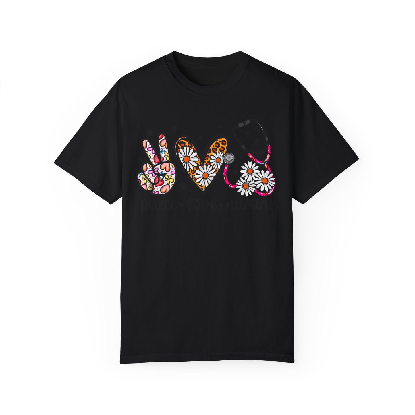 Peace Love Nursing T-Shirt - Unisex Garment-Dyed Tee for Nurses