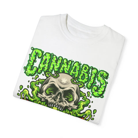 Skull & Cannabis Unisex Garment-Dyed T-Shirt - Unique Graphic Tee for Weed Enthusiasts