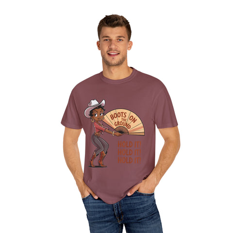 Boots on the Ground Unisex T-Shirt - Rustic Cowboy Vibe, Perfect for Festivals and Casual Outings