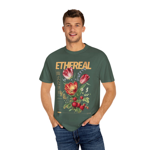Ethereal Floral Unisex Garment-Dyed T-Shirt