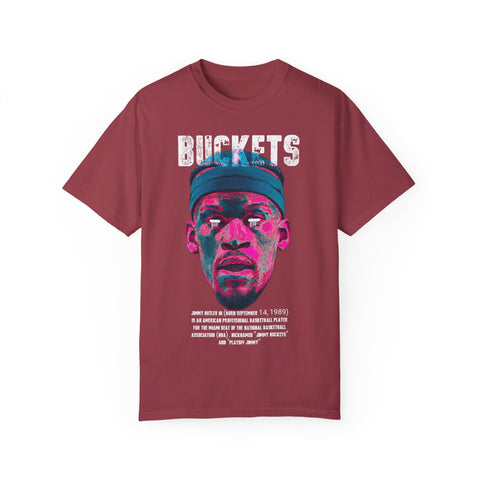 Unisex Garment-Dyed T-Shirt - Retro Sports Graphic "BUCKETS"