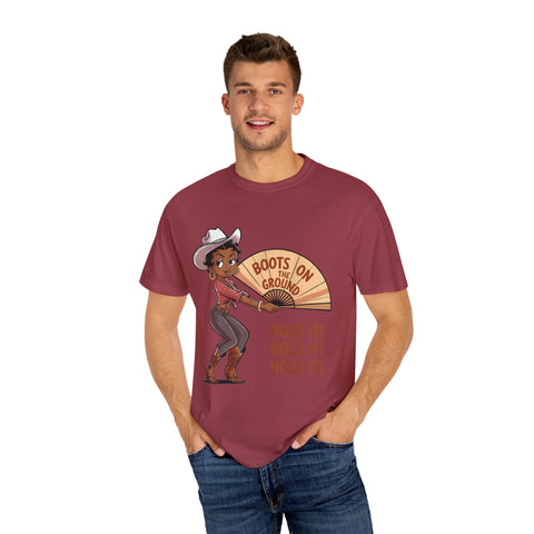 Boots on the Ground Unisex T-Shirt - Rustic Cowboy Vibe, Perfect for Festivals and Casual Outings