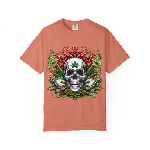 Unisex Skull & Cannabis Graphic T-Shirt - Edgy Streetwear Style