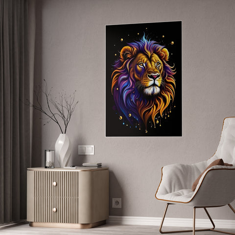 Vibrant Lion Gloss Poster - Colorful Wall Art for Animal Lovers