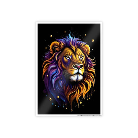 Vibrant Lion Gloss Poster - Colorful Wall Art for Animal Lovers