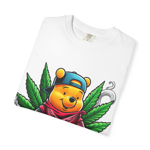Hipster Bear T-Shirt - Unisex Garment-Dyed Tee with Cannabis Design