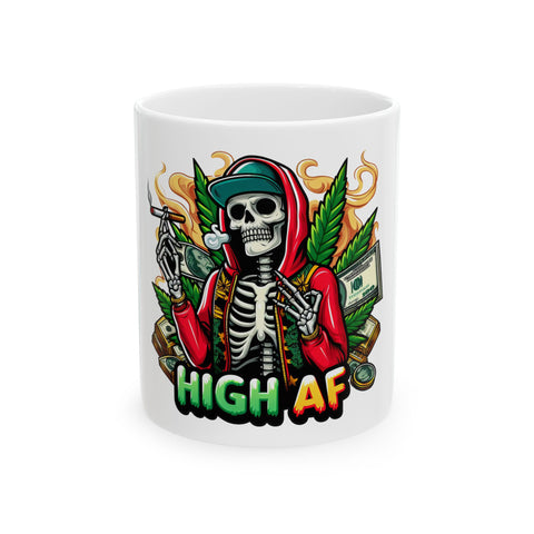 High AF Skeleton Ceramic Mug - 11oz & 15oz | Unique Gift for Smokers & Chill Lovers