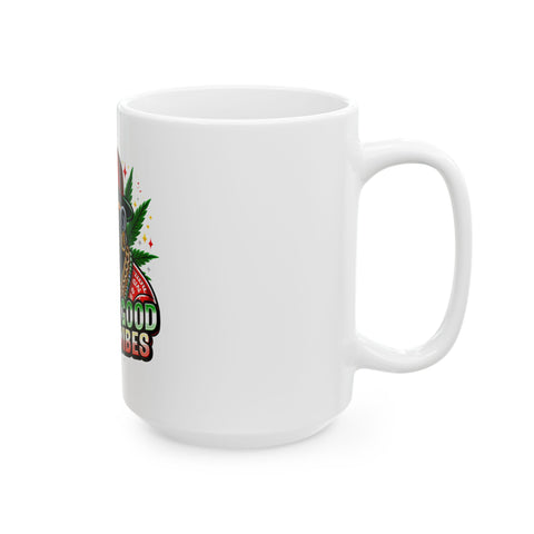 Good Vibes Gorilla Ceramic Mug - 11oz & 15oz, Perfect for Coffee Lovers and Cannabis Enthusiasts