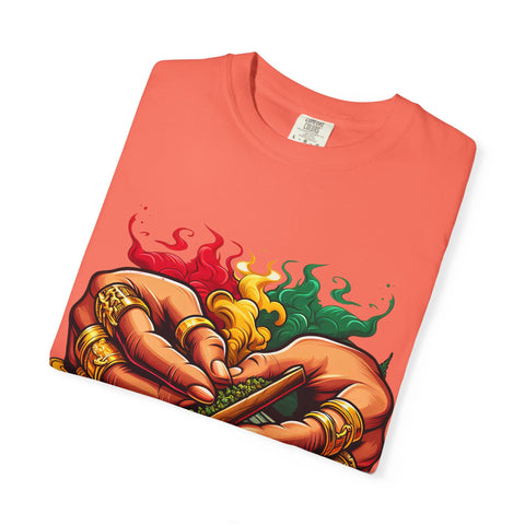 Vibrant Herbal Tees - Unisex Garment-Dyed T-shirt with Hand Rolling Design
