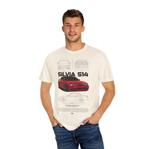 Retro Car Art Unisex Garment-Dyed T-shirt - SILVIA 514 Graphic Tee