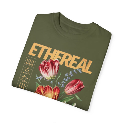 Ethereal Floral Unisex Garment-Dyed T-Shirt
