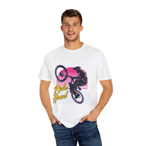 Ride Hard Unisex Garment-Dyed T-Shirt - Perfect for Cyclists & Outdoor Enthusiasts