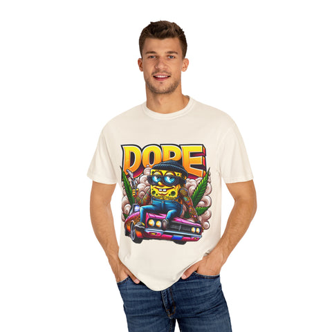 Unisex Garment-Dyed T-Shirt - Cool Cartoon ‘DOPE’ Design