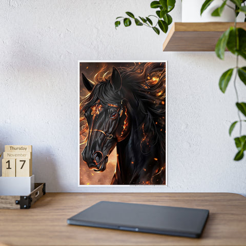 Fiery Horse Gloss Poster - Elegant Wall Art for Equestrian Lovers
