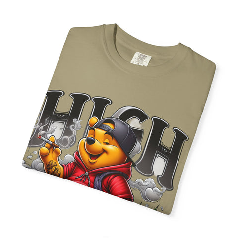 High Vibes Unisex Garment-Dyed T-shirt with Cartoon Bear Design