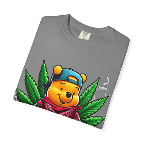 Hipster Bear T-Shirt - Unisex Garment-Dyed Tee with Cannabis Design