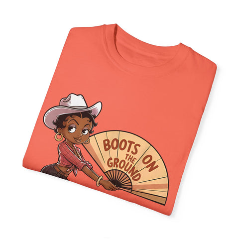 Boots on the Ground Unisex T-Shirt - Rustic Cowboy Vibe, Perfect for Festivals and Casual Outings