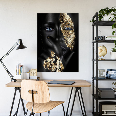 Elegant Gloss Art Poster - Black and Gold Face Design