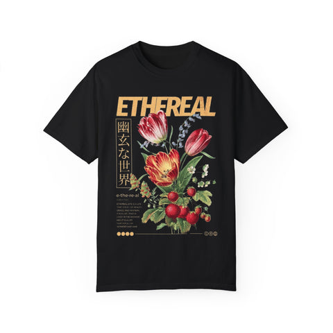 Ethereal Floral Unisex Garment-Dyed T-Shirt