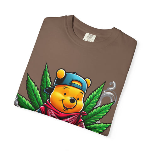 Hipster Bear T-Shirt - Unisex Garment-Dyed Tee with Cannabis Design