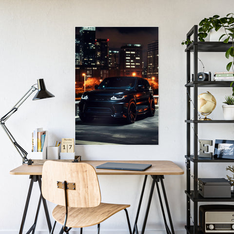 Glossy Automotive Art Poster - Nighttime Urban Scene