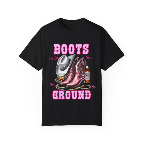 Unisex Garment-Dyed T-shirt - "Boots on the Ground" Country Vibe Tee
