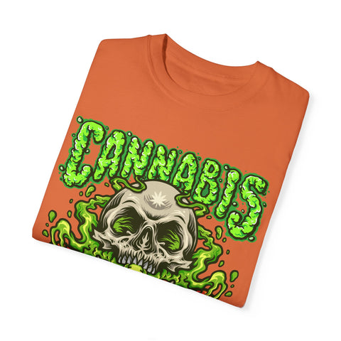 Skull & Cannabis Unisex Garment-Dyed T-Shirt - Unique Graphic Tee for Weed Enthusiasts