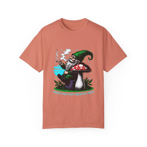 Magic Gnome T-shirt - Where Every Puff Unearths Magic | Unisex Garment-Dyed Tee for Nature Lovers