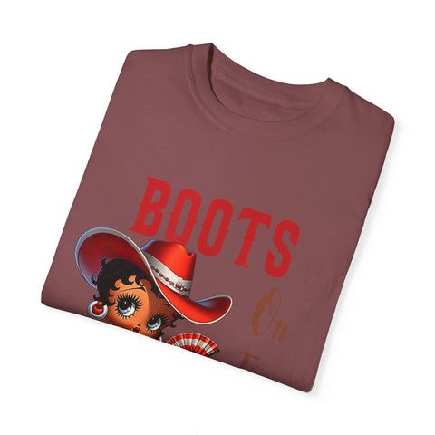 Boots On The Ground Unisex Garment-Dyed T-Shirt - Fun Western Style Tee for Festival Season