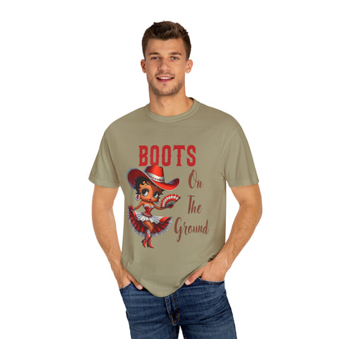 Boots On The Ground Unisex Garment-Dyed T-Shirt - Fun Western Style Tee for Festival Season