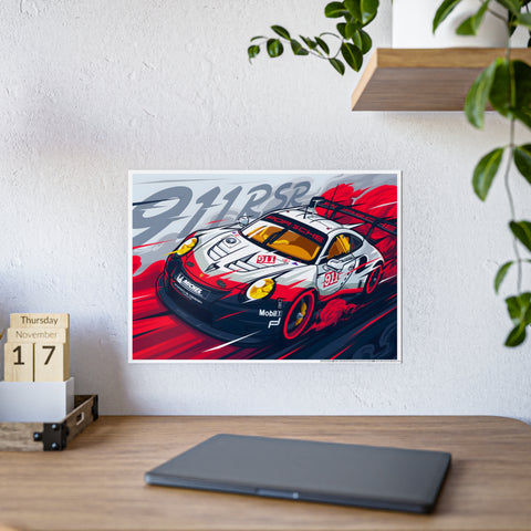 Porsche 911RSR Glossy Art Poster - Racing Wall Decor for Car Enthusiasts