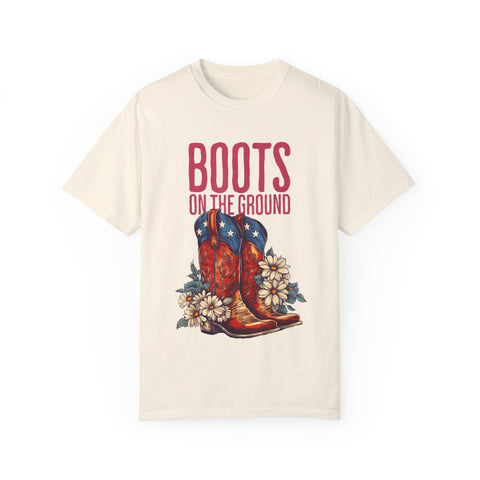 Vintage Western Boots Graphic T-Shirt - "Boots on the Ground"