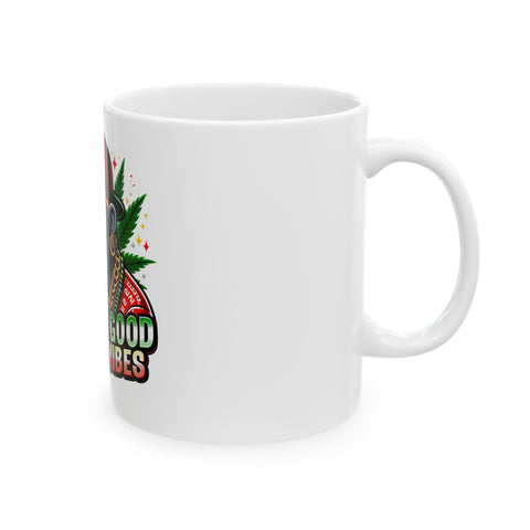 Good Vibes Gorilla Ceramic Mug - 11oz & 15oz, Perfect for Coffee Lovers and Cannabis Enthusiasts