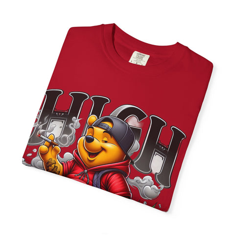 High Vibes Unisex Garment-Dyed T-shirt with Cartoon Bear Design