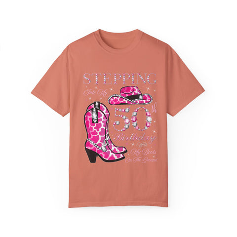 50th Birthday Cowgirl T-Shirt | Unisex Garment-Dyed Tee