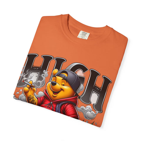 High Vibes Unisex Garment-Dyed T-shirt with Cartoon Bear Design