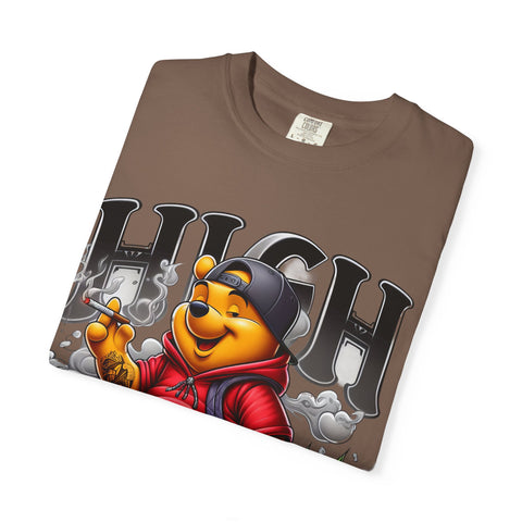 High Vibes Unisex Garment-Dyed T-shirt with Cartoon Bear Design