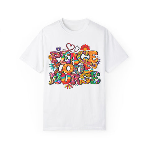 Peace Love Music Unisex Garment-Dyed T-shirt