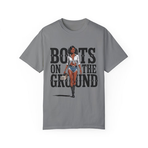 Unisex Garment-Dyed T-shirt - 'Boots on the Ground' Graphic Tee