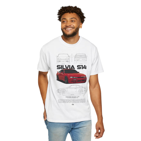 Retro Car Art Unisex Garment-Dyed T-shirt - SILVIA 514 Graphic Tee