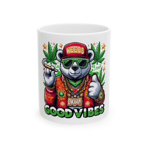 Good Vibes Cannabis Bear Ceramic Mug - 11oz & 15oz