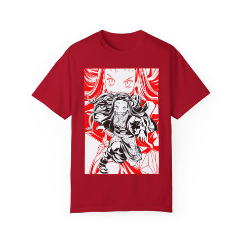 Anime-Inspired Unisex Garment-Dyed T-Shirt - Bold Character Design