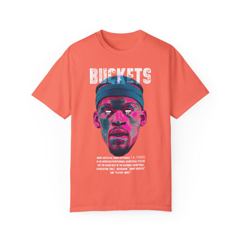 Unisex Garment-Dyed T-Shirt - Retro Sports Graphic "BUCKETS"