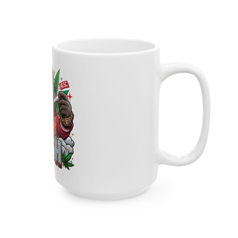 High Vibe Ceramic Mug - Funny Bear Design, Gift for Stoners, Cannabis Lover's Cup, 420 Coffee Mug, Unique Drinkware